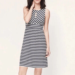LOFT | Striped A-line Keyhole Dress XSP